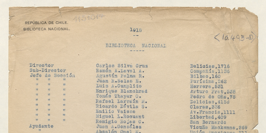 Personal de la Biblioteca Nacional en 1918