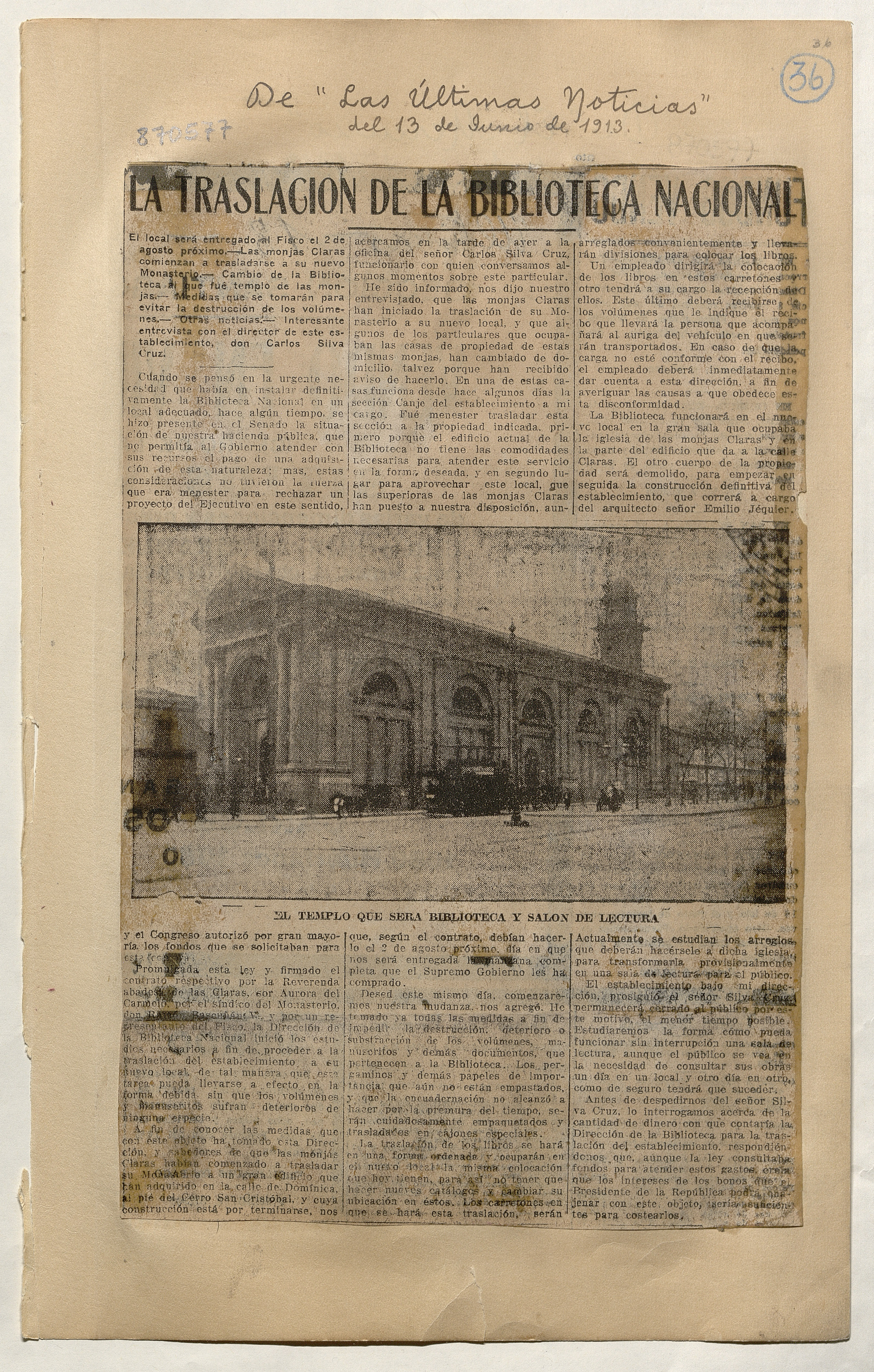 La Traslación de la Biblioteca Nacional