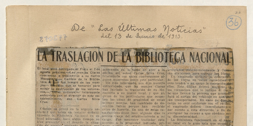 La Traslación de la Biblioteca Nacional