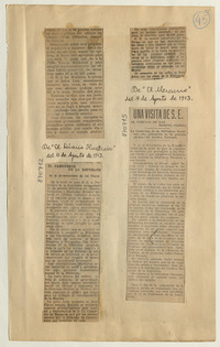 Una visita de S. E. al edificio de las Monjas Claras: [artículo] /La traslación de la Biblioteca Nacional -- La colocación de la primera piedra -- El Archivo Nacional