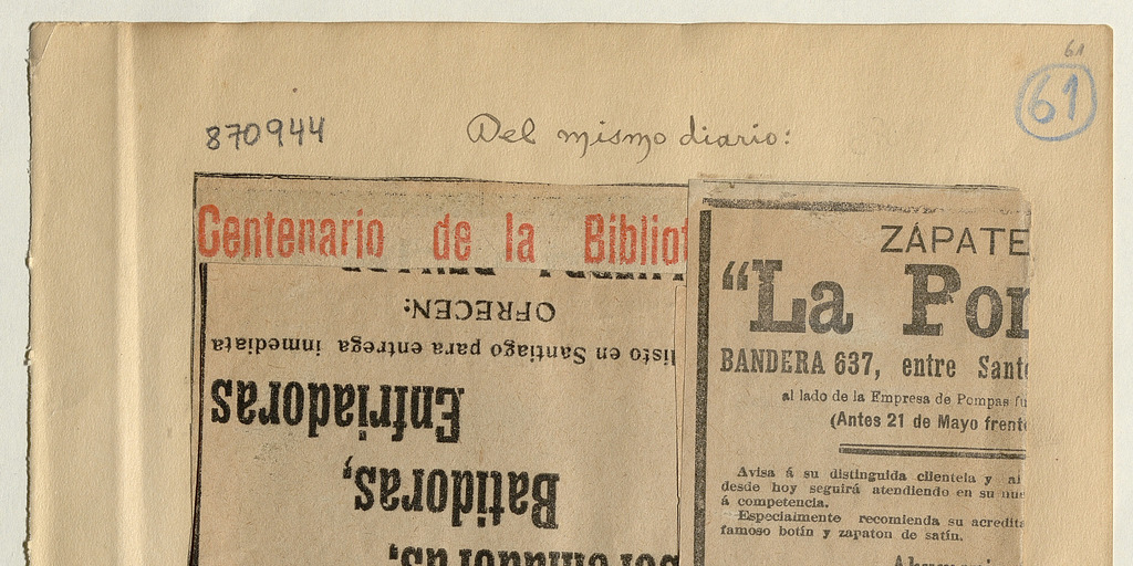 La Biblioteca Nacional: [artículo] /Celebración de su centenario -- Detalles de la ceremonia de hoy