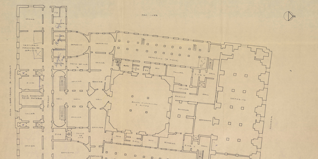 Biblioteca Nacional [material cartográfico]: plan de uso de los recintos. Planta subterráneo