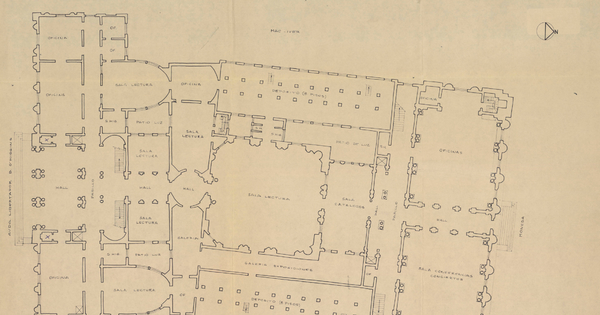 Biblioteca Nacional [material cartográfico]: plan de uso de los recintos. Planta 1er piso