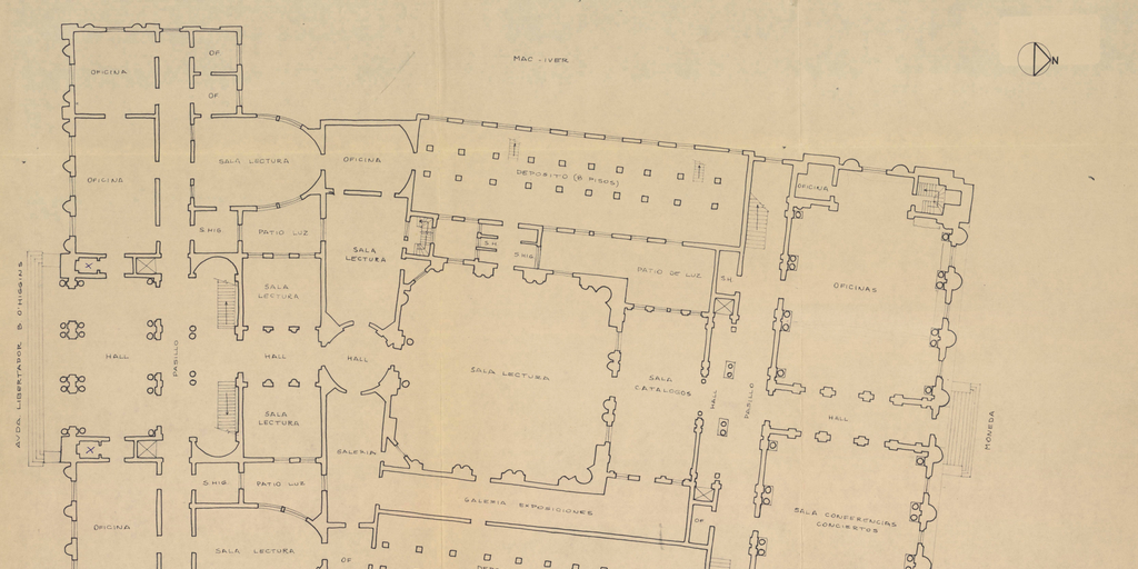 Biblioteca Nacional [material cartográfico]: plan de uso de los recintos. Planta 1er piso