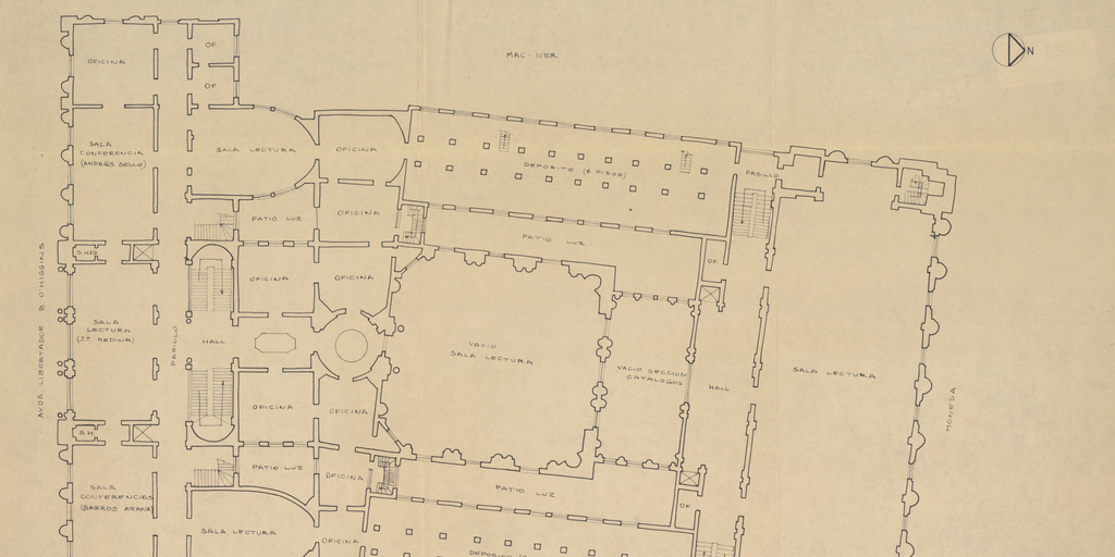 Biblioteca Nacional [material cartográfico]: plan de uso de los recintos. Biblioteca Nacional [material cartográfico]: plan de uso de los recintos. Planta 2° piso
