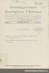 Ecología de un bosque relicto en Quintero. Chile Central. Santiago: Ed. Universitaria, 1951. 19 p.