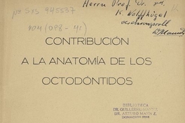 Contribución a la anatomía de los octodóntidos. Santiago: Museo Nacional de Historia Natural, 1940. 22 p.