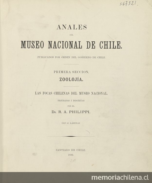 Algunos peces de Chile. Santiago de Chile: [s.n.], 1892 (Leipzig: Impr. de F.A. Brockhaus). 16 p.