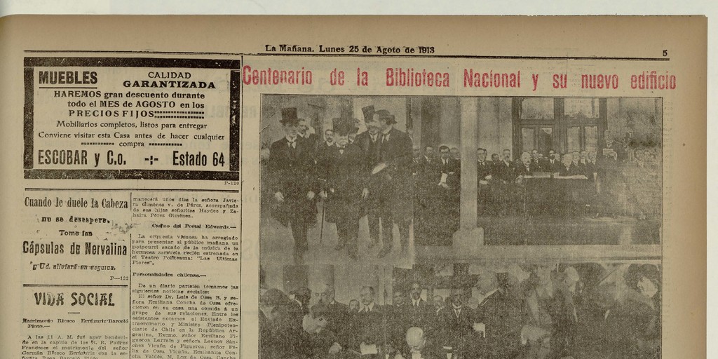 Centenario de la Biblioteca Nacional y su nuevo edificio