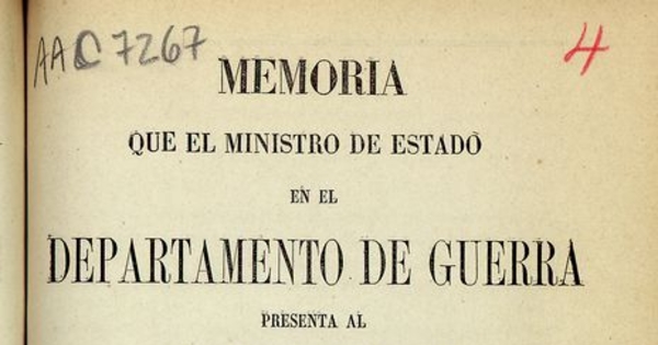 Chile. Ministerio de Guerra y Marina. Memoria que el Ministro de Estado en los Departamentos de Guerra y Marina presenta al Congreso Nacional. Santiago de Chile: Impr. Nacional, 1858. 53 p.