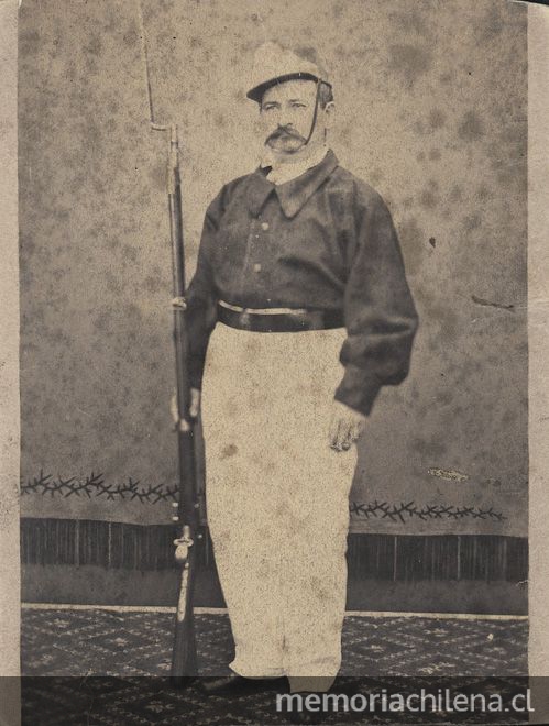 Pie de foto: soldado de Guardia Nacional, 1865