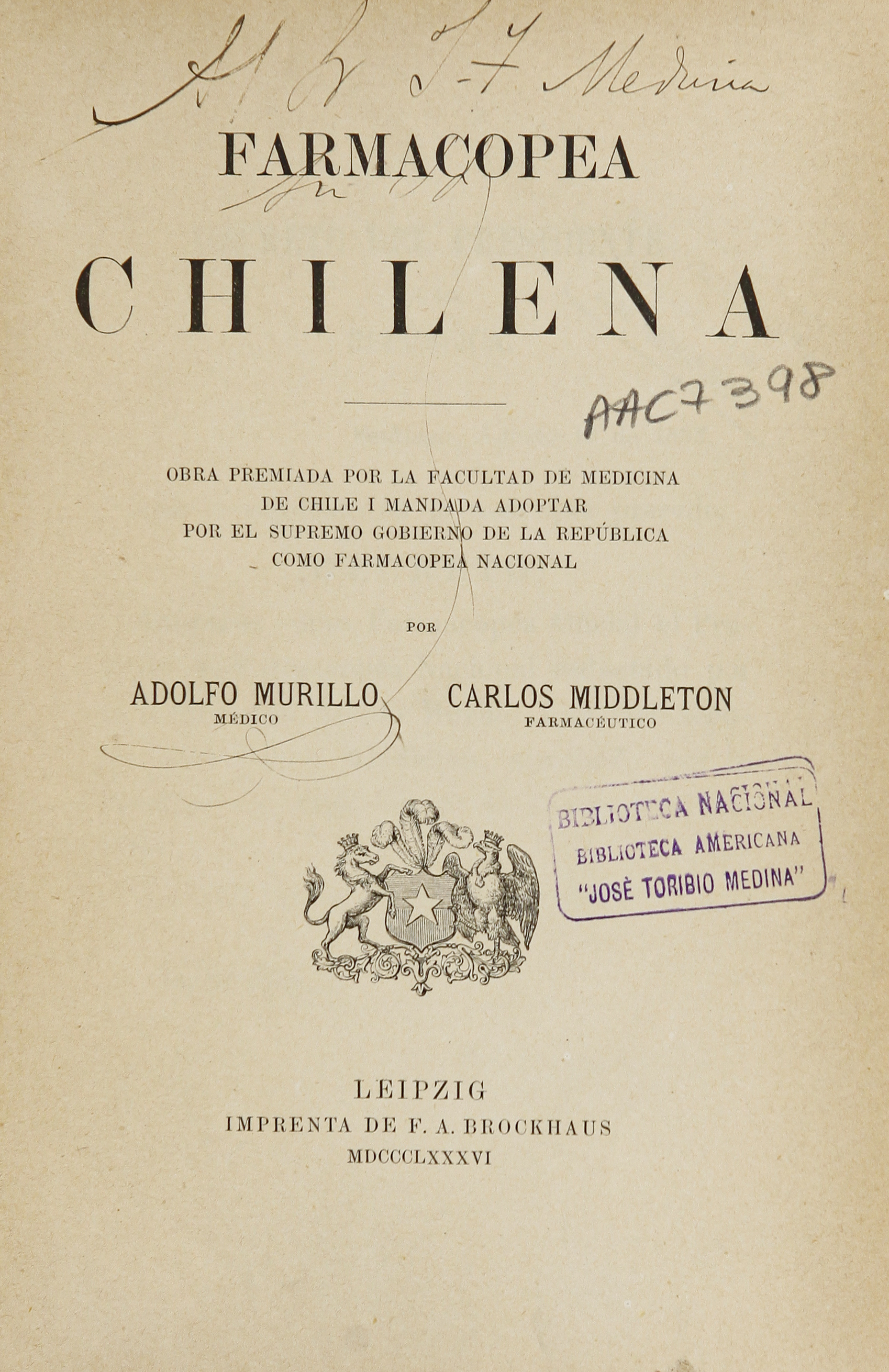 Portada de Farmacopea chilena