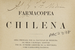 Portada de Farmacopea chilena