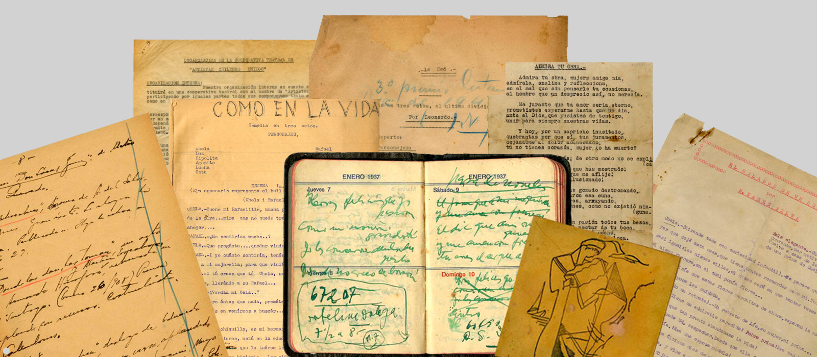 Composición gráfica a partir de documentos de Nicomedes Guzmán y Nathanael Yáñez Silva
