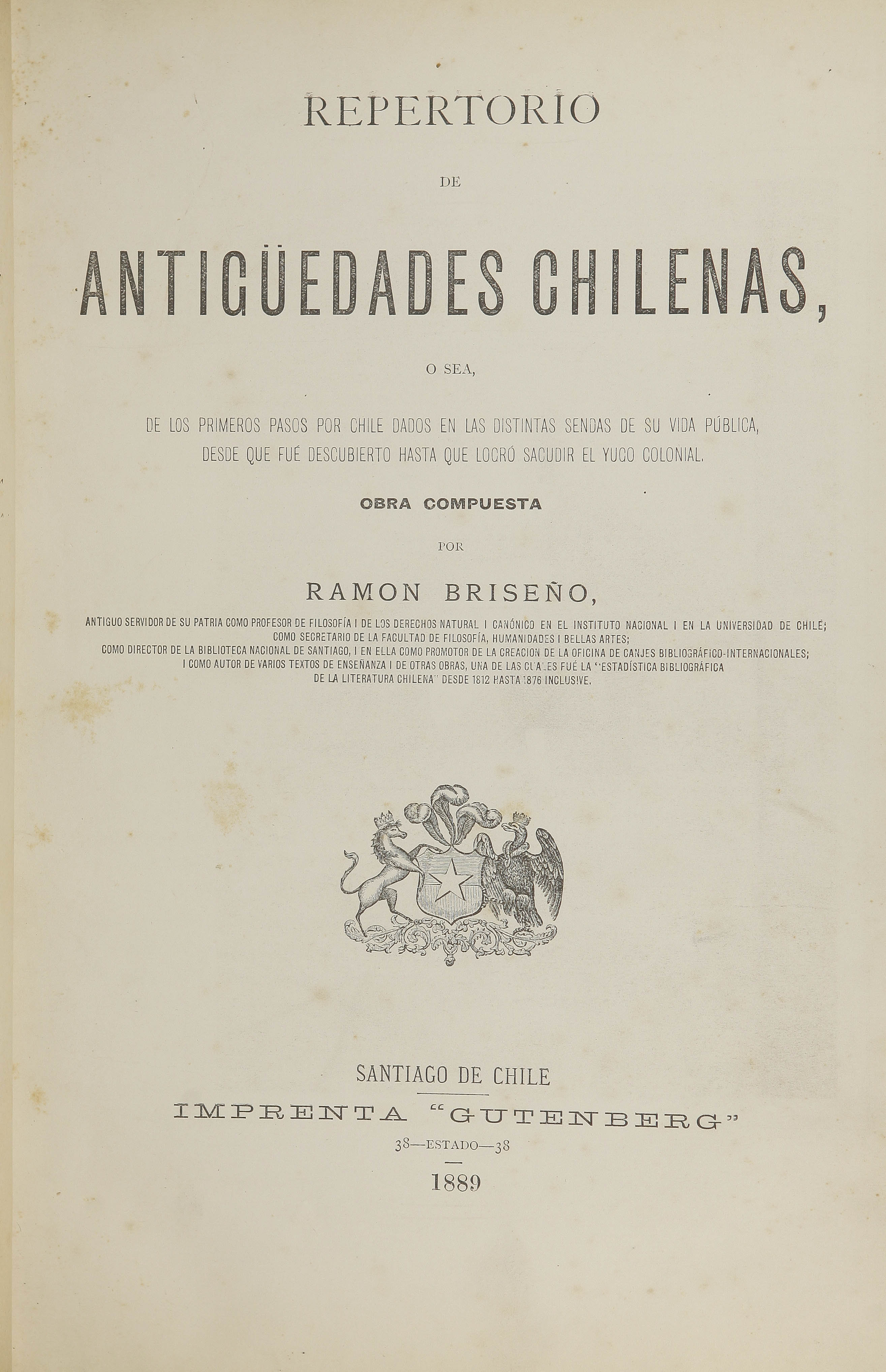 Repertorio de antigüedades chilenas