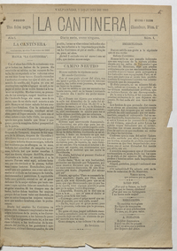 La Cantinera. Año 1, número 1, 7 de junio de 1881