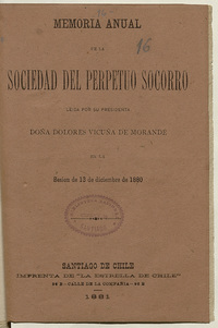 Memoria anual de la Sociedad del Perpetuo Socorro