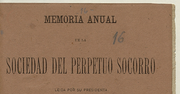 Memoria anual de la Sociedad del Perpetuo Socorro