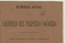 Memoria anual de la Sociedad del Perpetuo Socorro