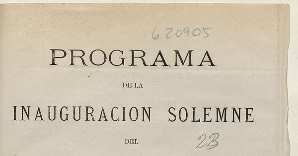 Programa de la Inauguración solemne del "Asilo de la Patria"