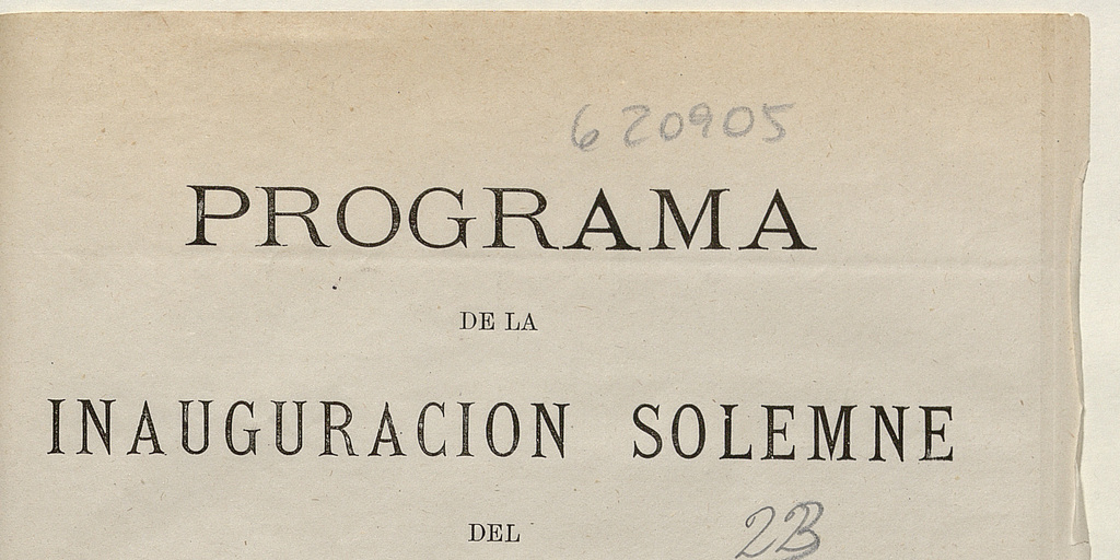 Programa de la Inauguración solemne del "Asilo de la Patria"