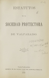 Estatutos de la Sociedad Protectora de Valparaíso