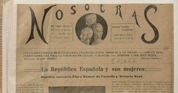 Portada de Nosotras: año I, número 1, 1 de agosto de 1931