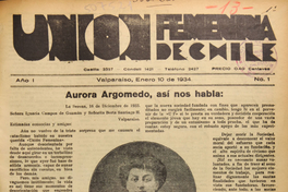 Portada de Unión Femenina de Chile: año I, número 1, 10 de enero de 1934