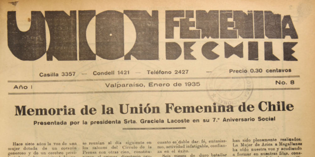 Memoria de la Unión Femenina de Chile