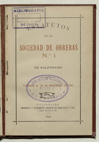 Estatutos de la Sociedad de Obreras N°1 de Valparaíso