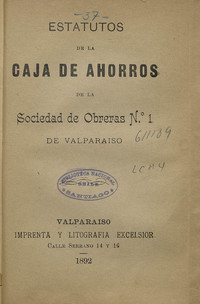 Estatutos de la Caja de Ahorros de la Sociedad de Obreras N°1 de Valparaíso