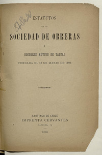 Estatutos de la Sociedad de Obreras y Socorros Mutuos de Taltal