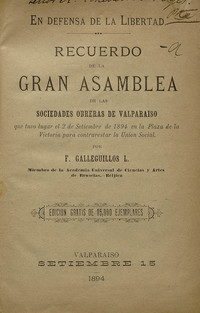 Recuerdo de la gran asamblea de las Sociedades Obreras de Valparaíso