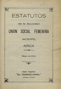 Estatutos de la Acción Social Femenina Arica