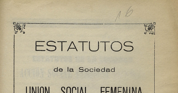 Estatutos de la Acción Social Femenina Arica