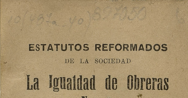 Estatutos reformados de la Sociedad La Igualdad de Obreras N°3 de Valparaíso