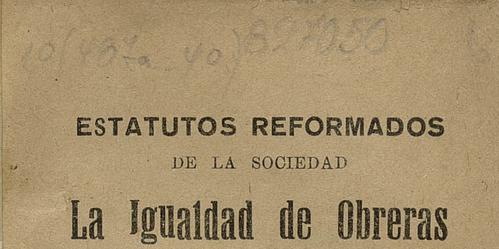Estatutos reformados de la Sociedad La Igualdad de Obreras N°3 de Valparaíso