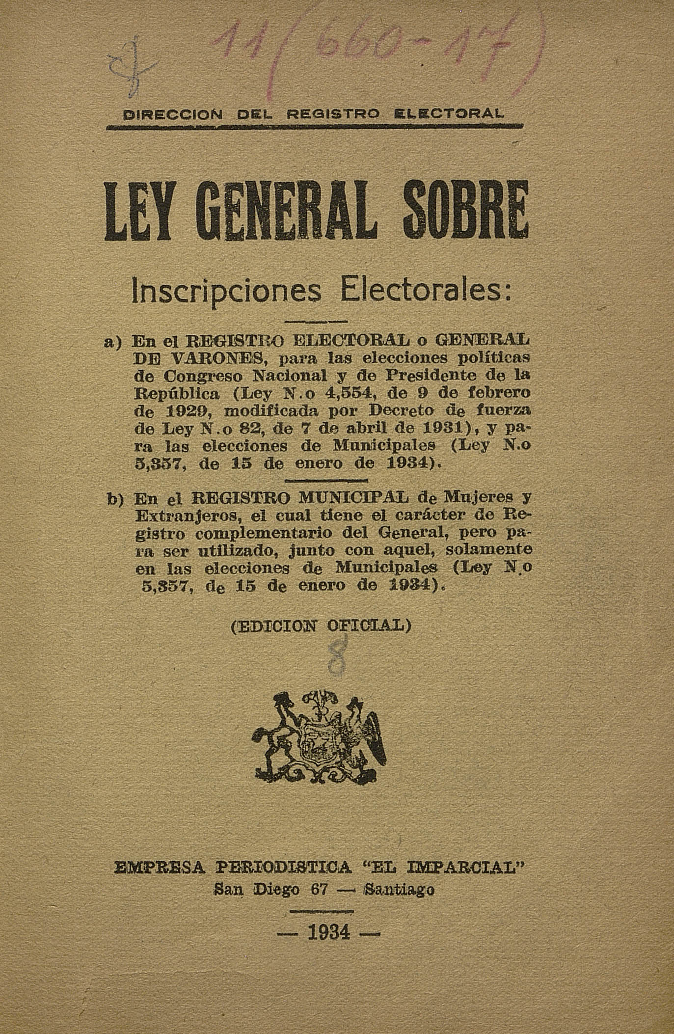Ley general sobre inscripciones electorales