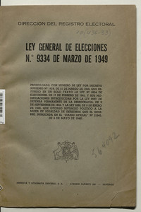 Ley general de elecciones No. 9334 de marzo de 1949