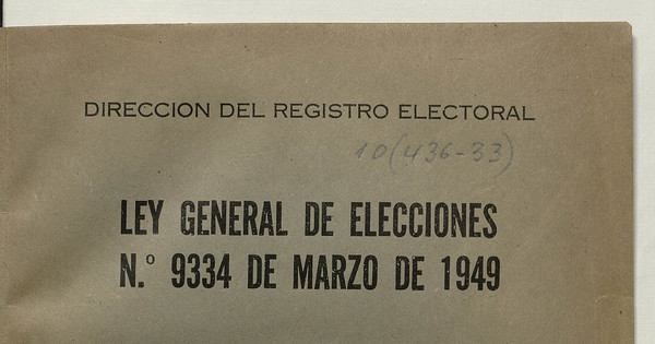 Ley general de elecciones No. 9334 de marzo de 1949