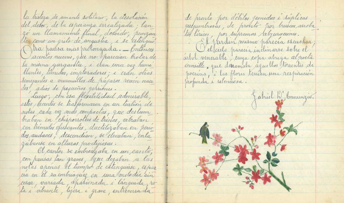 Página de un cuaderno perteneciente a Omar Cáceres