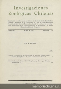 Investigaciones zoológicas chilenas. Santiago: Edit. del Pacífico, Vol. 3 (1956: jun. - 1957: oct.) 170 p.