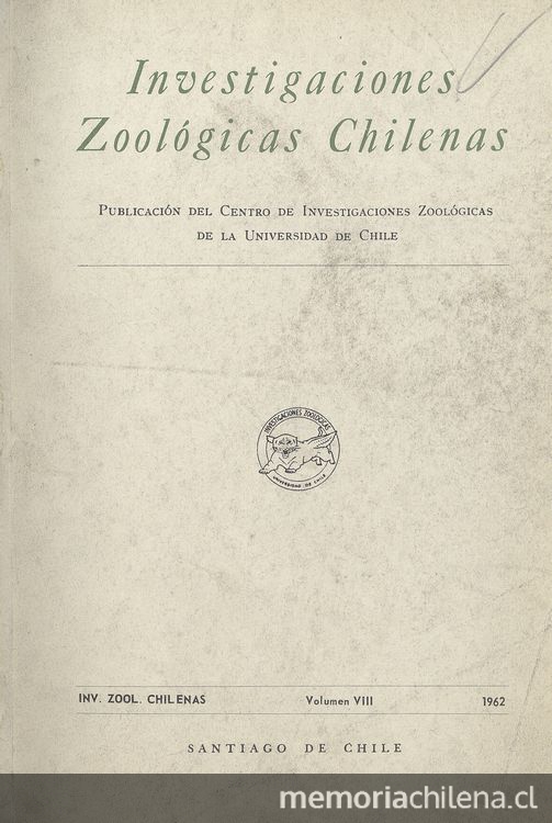 Investigaciones zoológicas chilenas. Santiago: Edit. del Pacífico, Vol. 8 (1962) 146 p.