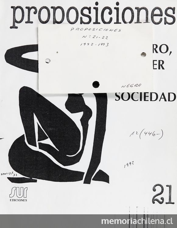 "Si la mujer no está, la democracia no va", Proposiciones, (21): 108-116, 1991. Número temático: Género, Mujer y Sociedad. Santiago: Ediciones SUR.