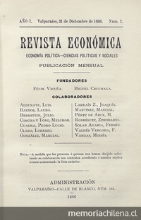  Revista económica N°2, diciembre 1886 Valparaíso:   [s.n.],  1886-1892.