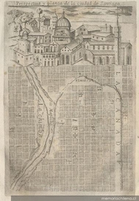 Prospectiva y planta de la ciudad de Santiago hacia 1646