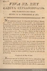 Viva el Rey. Gazeta extraordinaria del Gobierno de Chile : lunes 14 de noviembre de 1814