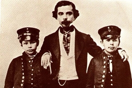 Arturo Prat a la edad de 10 años junto a Jacinto Chacón y Luis Uribe