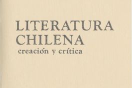 Literatura chilena, creación y crítica