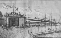 Vista exterior de la galería de Rosse Innes, hacia 1875